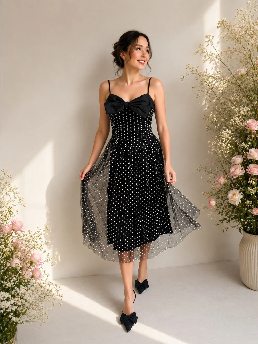 🇺🇸Firm Price🇺🇸Moon River Polka Dot midi dress - Picture 1 of 10